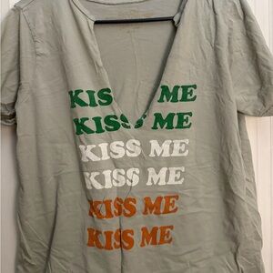 Original Retro Brand Gray Tee with Green, White, and Orange Print